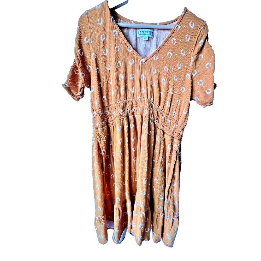 IDYLLWIND MIRANDA‎ LAMBERT Yellow Orange Horse dress western pockets cowgirl XL.